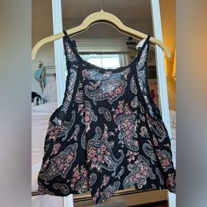 L.A. Hearts: Black printed crop cami shirt